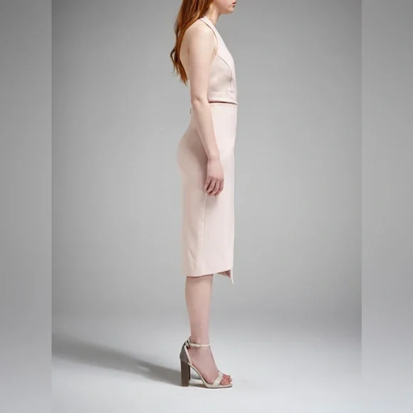 Nicholas $293 Ponti Halter Wrap Dress in Pale Pink - Picture 4 of 5